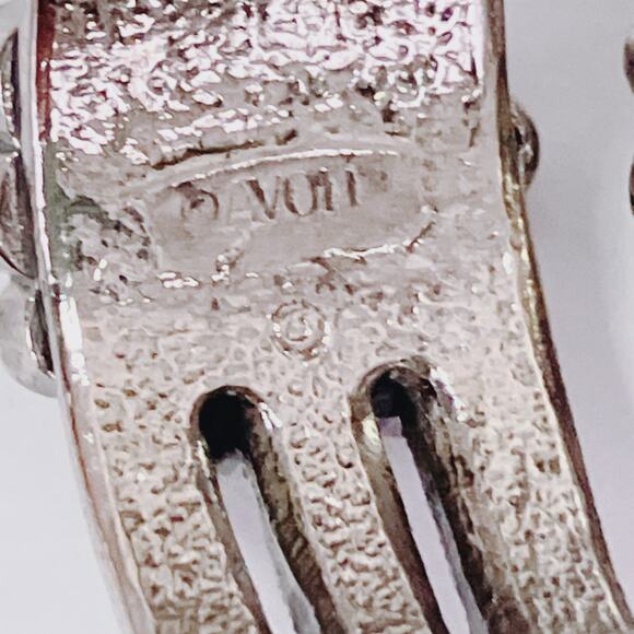 Signed Avon Art Deco Revival Marcasite Silver Tone Blue Earrings - Picture 8 of 9